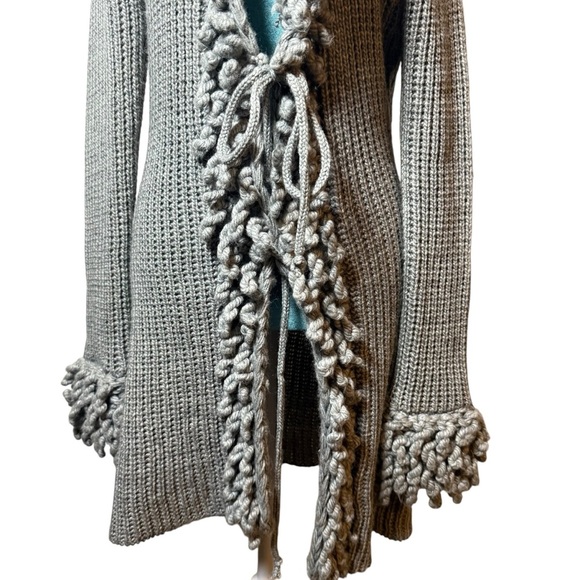 Sioni Gray Chunky Knit Loop Trim Cardigan Sweater L (Fits Small/6–8) - Picture 5 of 16